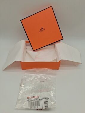 HERMÈS Paris Orange Gift Box 7.5" Square Tissue La Charmante Animaux
